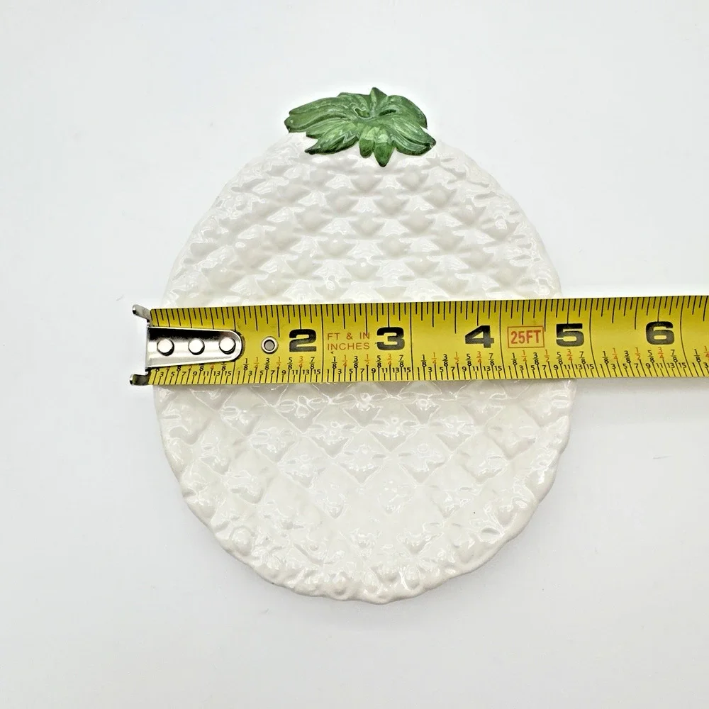 Italian Pottery Pineapple Dish Tray Set of 2 Hand Painted Fruit Italy 6